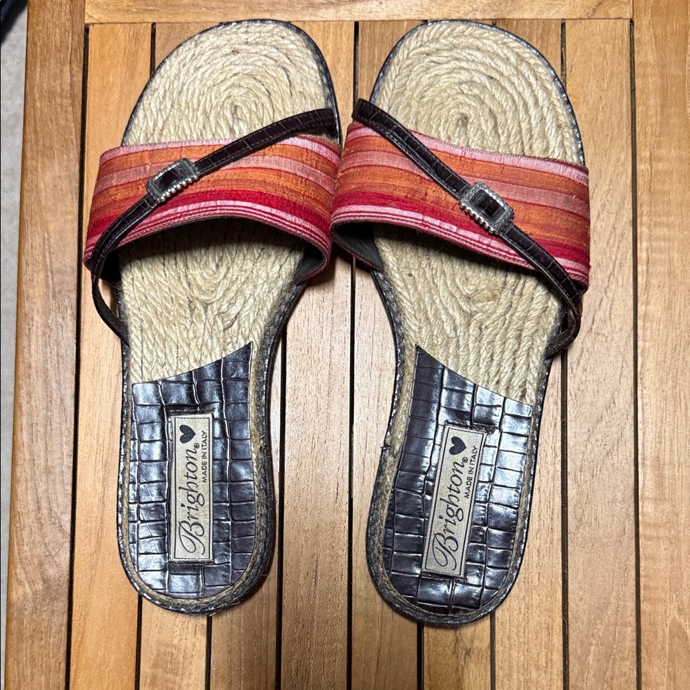 Brighton Red and Brown Striped Sandals